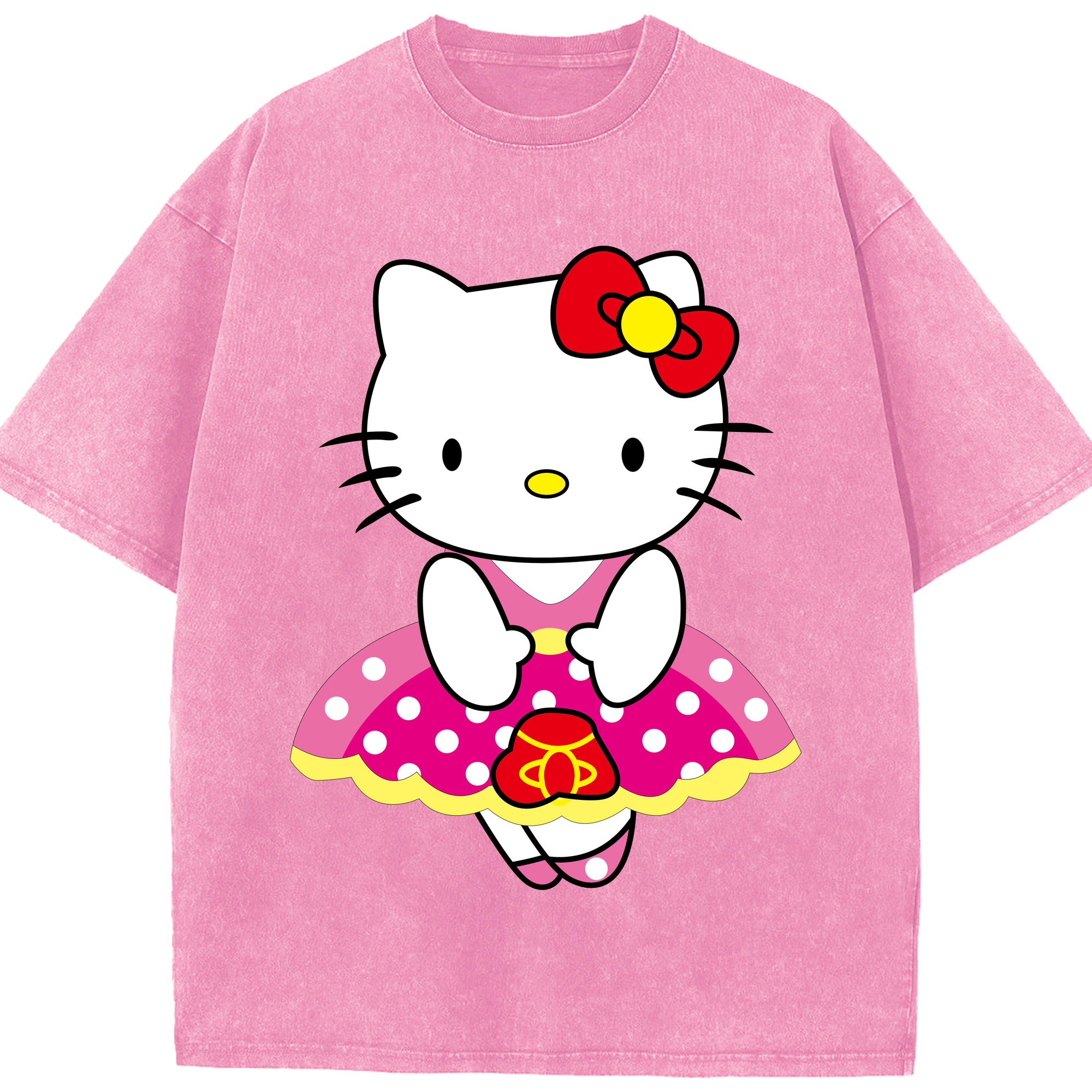 （画像用） Hello Kitty ハローキティ 綿100% ヴィンテージ風 半袖Tシャツ（フロントプリント）